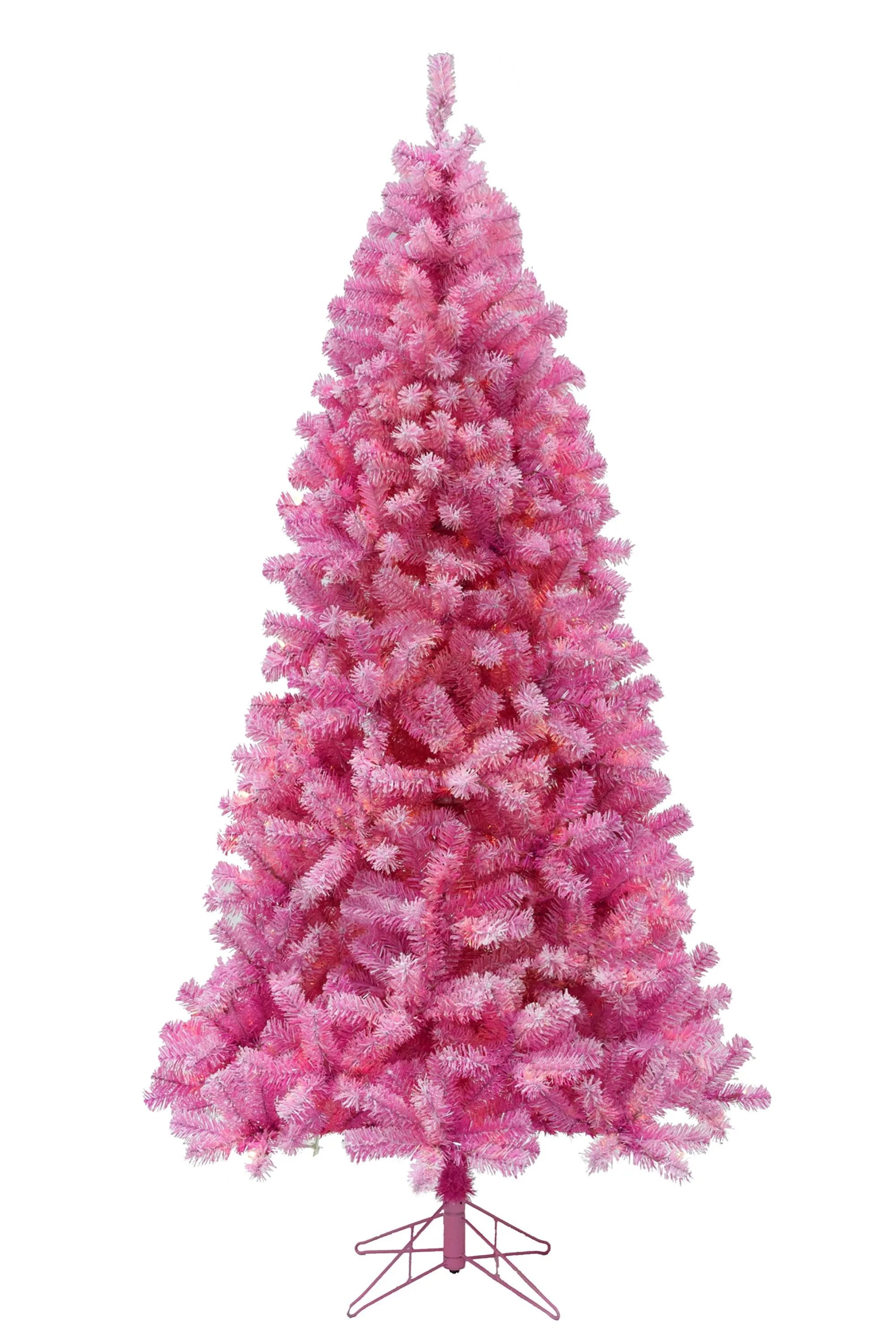 6.5' Pink & Silver Christmas Tree with Metal Stand