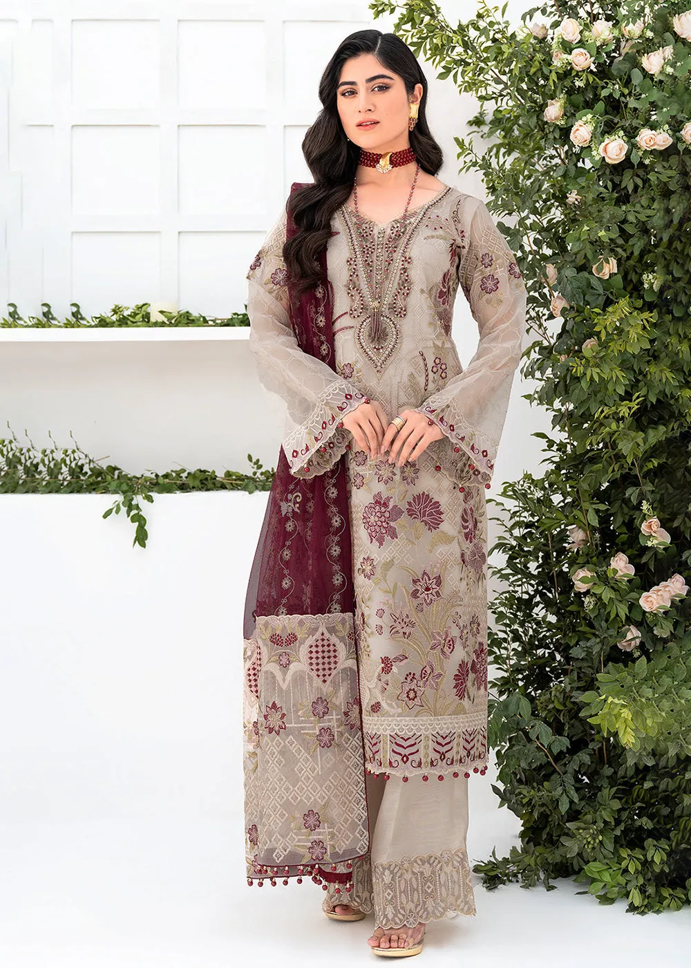 Beige Organza Suit - Ramsha Minhal Collection Vol 8 - #M-806