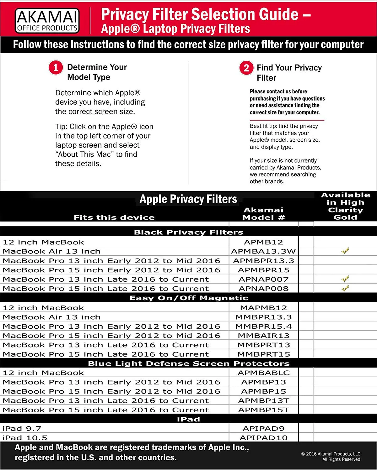 Blue Light Screen Filter Protector for 13 inch MacBook Pro Touch/Non-Touch (Late 2016 to Current)