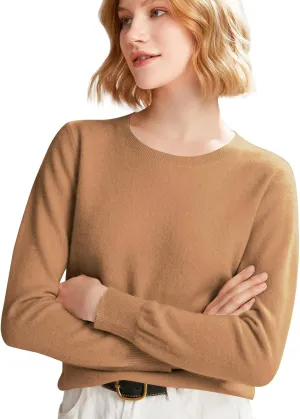 Cashmere Sweaters for Women,Crew Neck Long Sleeve Soft Pullover Sweater,Fall Spring Solid Color Knit Jumper Tops