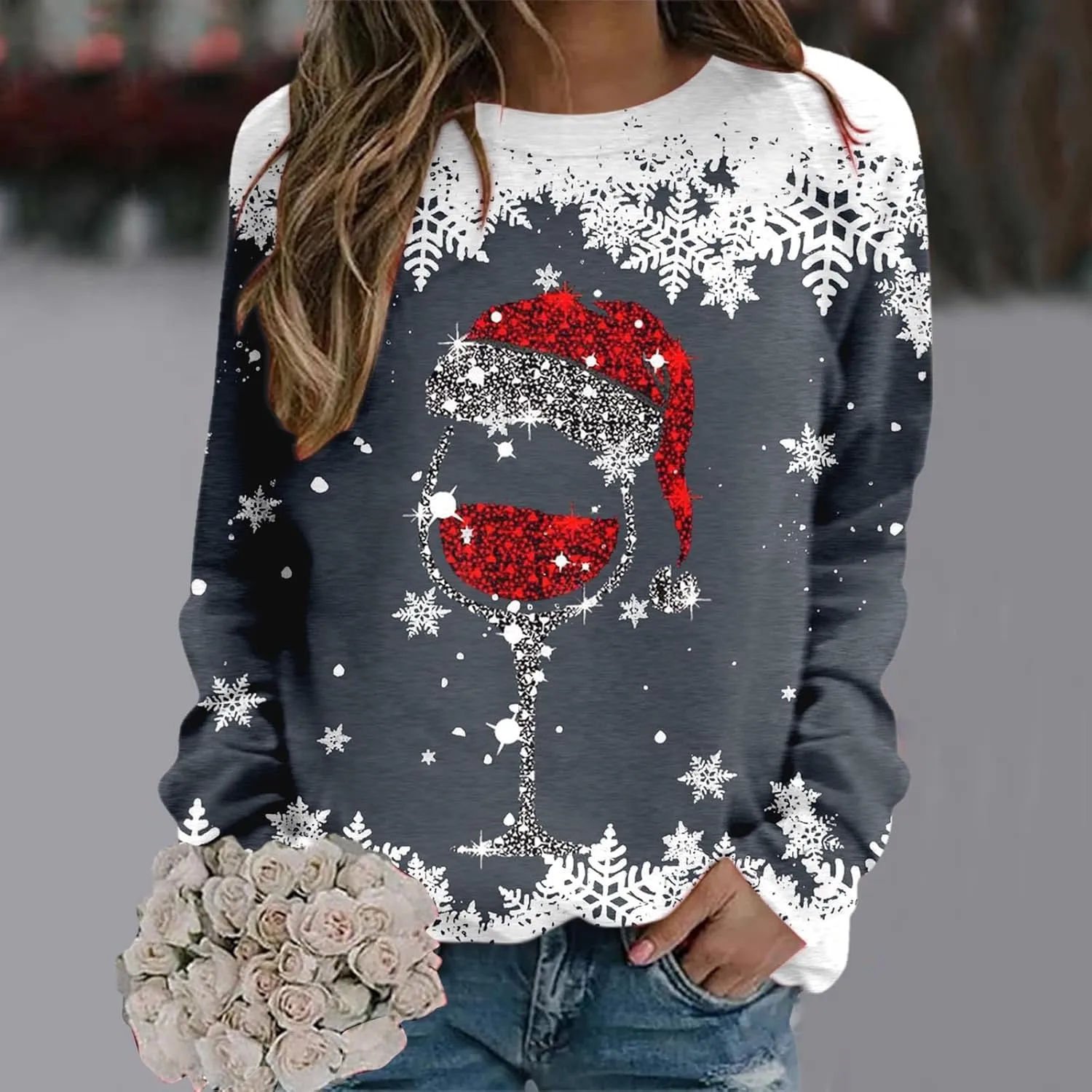 Christmas Sweatshirts for Women Ugly Sweater Funny Xmas Crewneck Long Sleeve Holiday Pullover