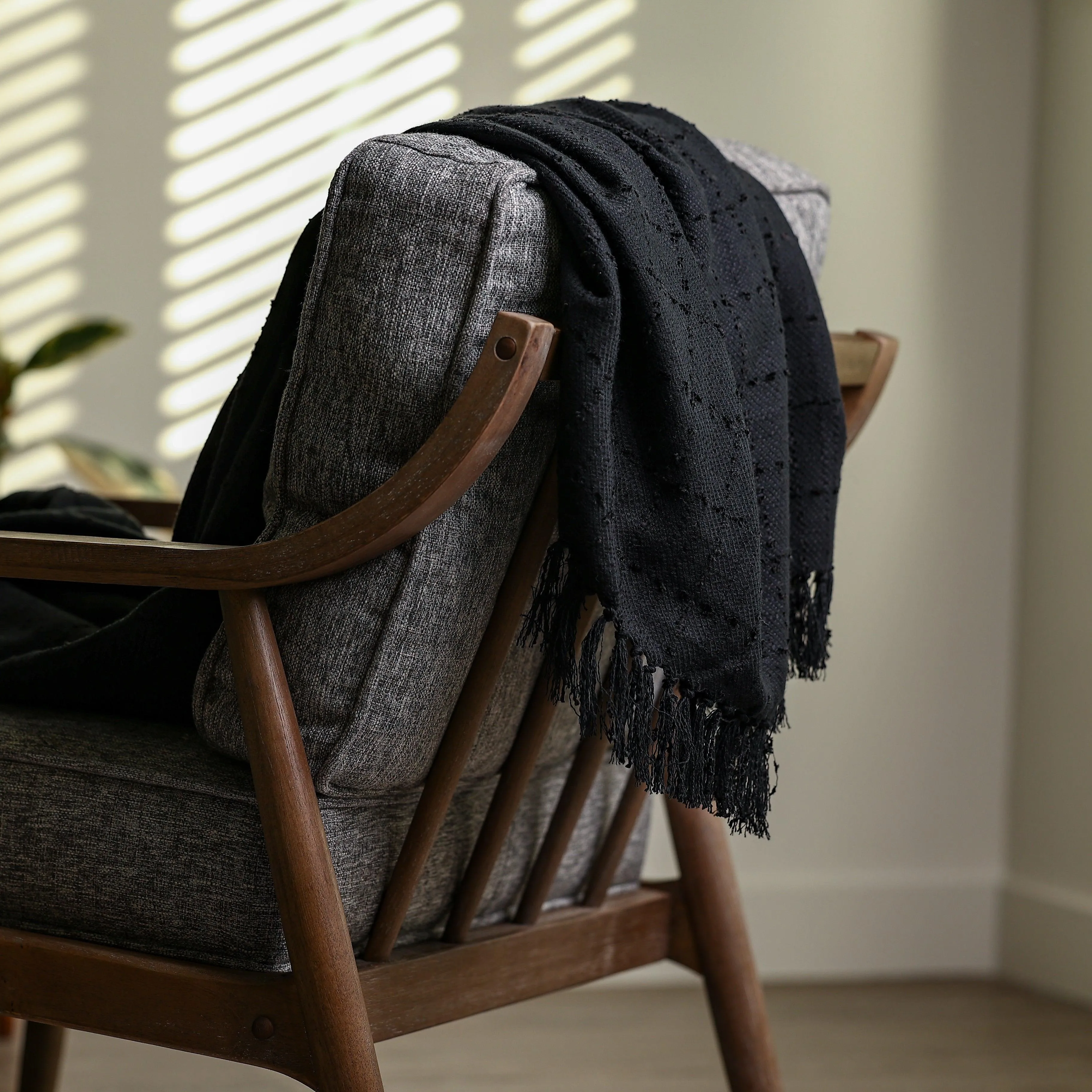 Colored Subtle Tweed Throw Blankets 58" x 67"  3.5" Tassels