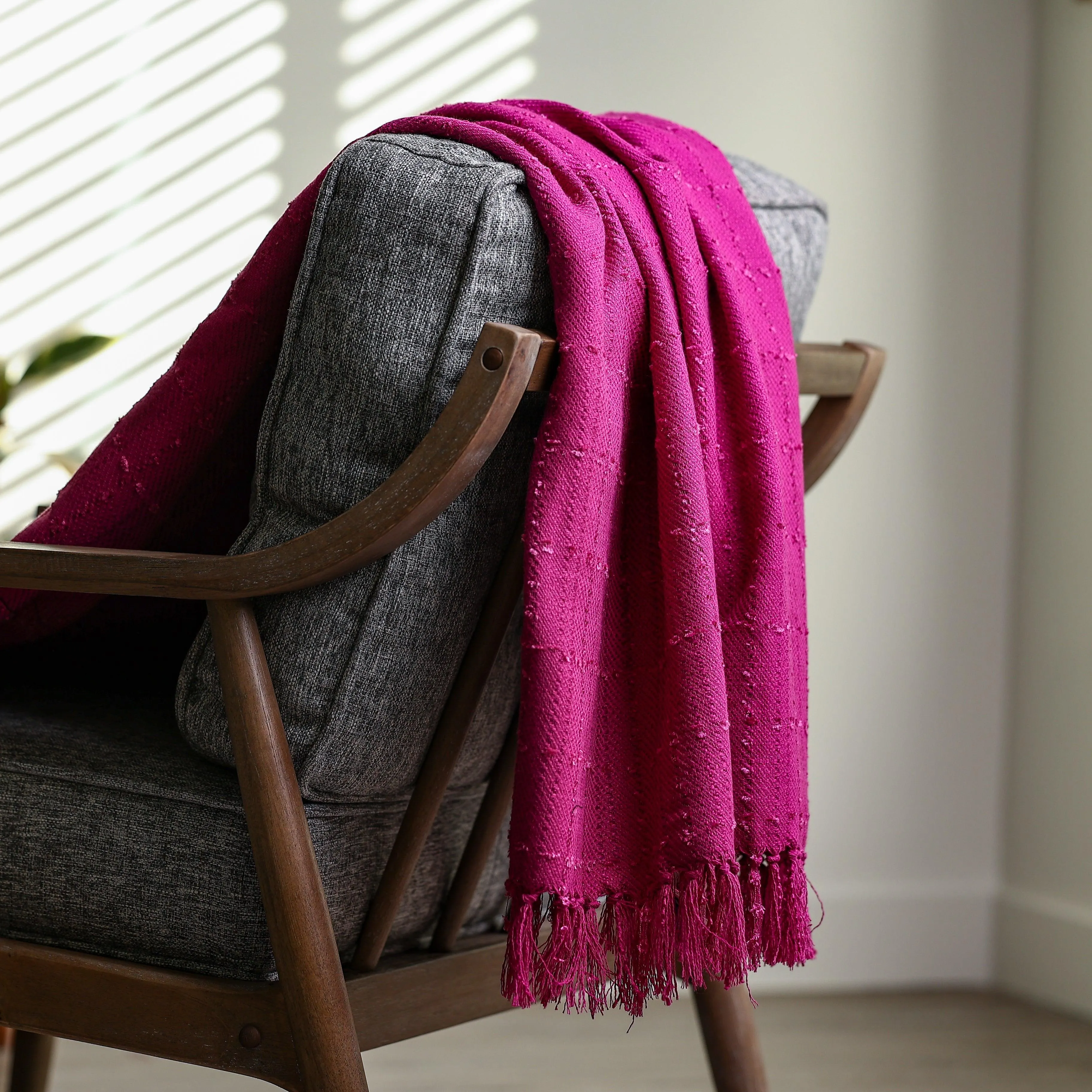 Colored Subtle Tweed Throw Blankets 58" x 67"  3.5" Tassels