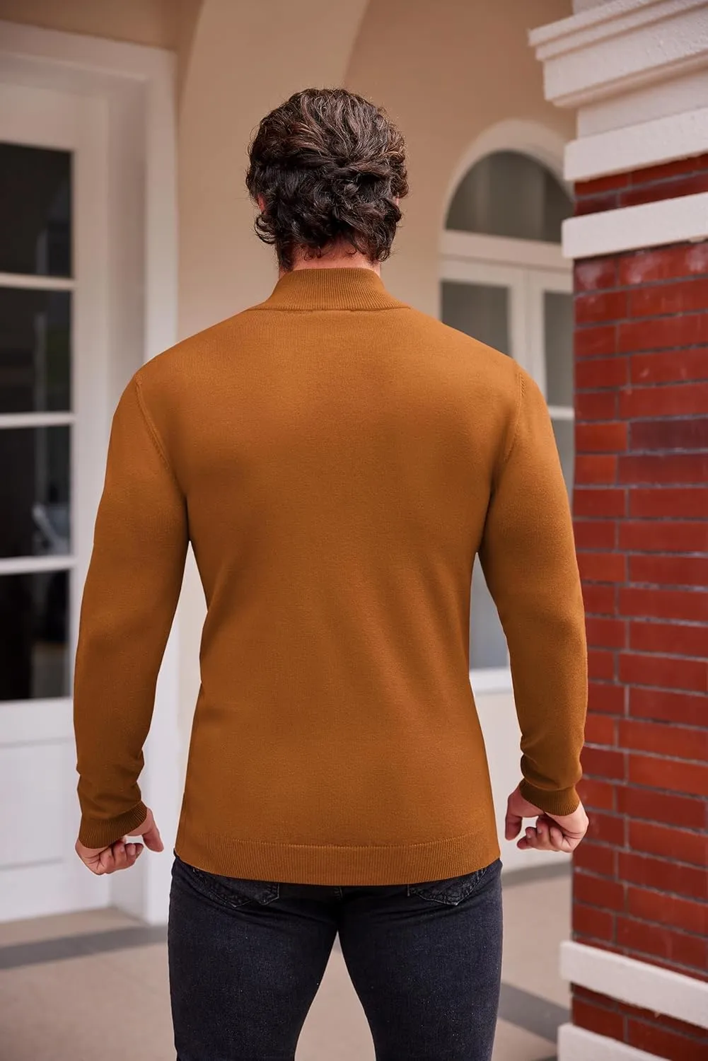 COOFANDY Men's Slim Fit Mock Turtleneck Pullover Sweater Casual Basic Knitted Thermal Sweaters