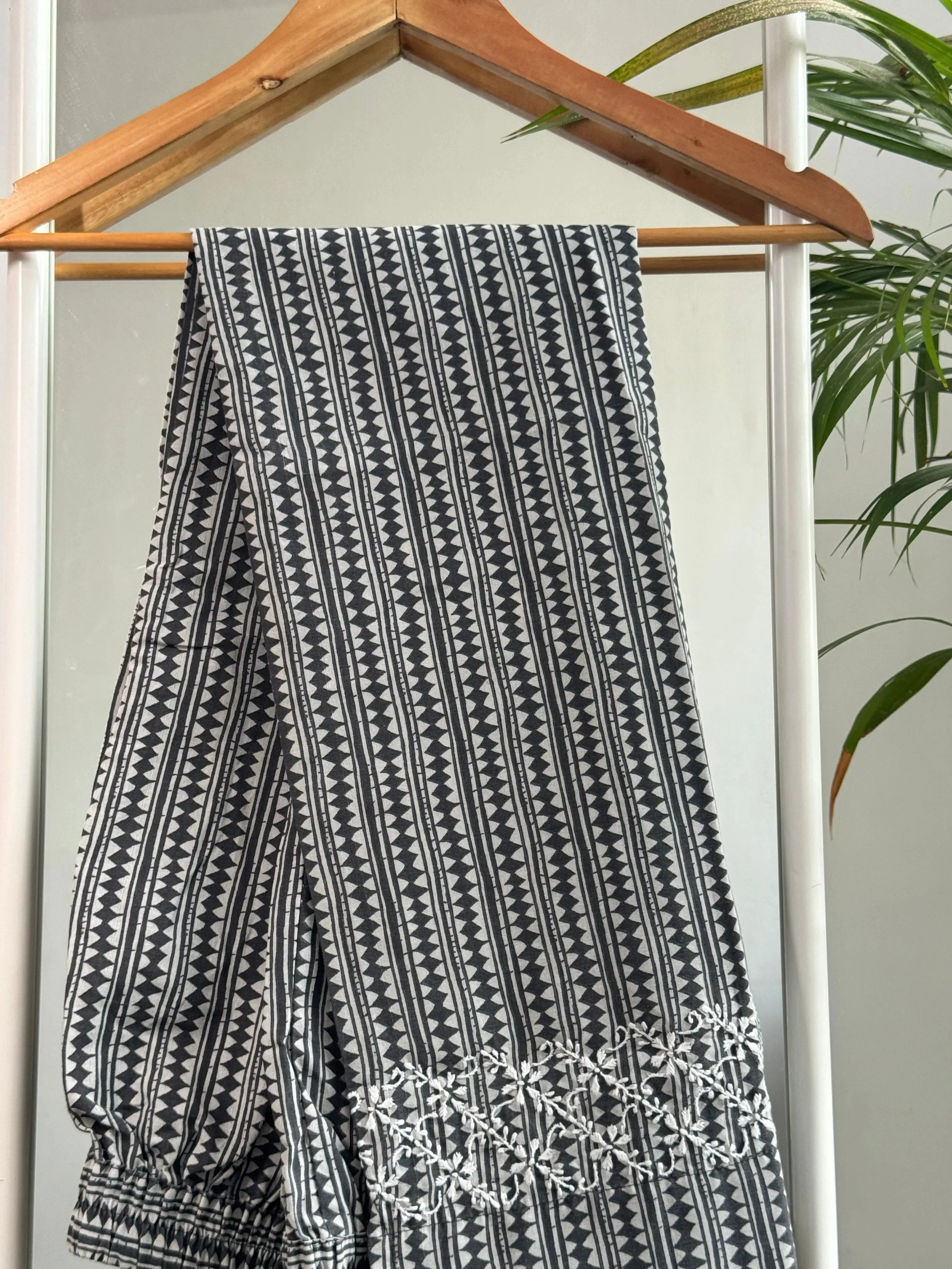 Cotton Printed Chikankari Set - Grey