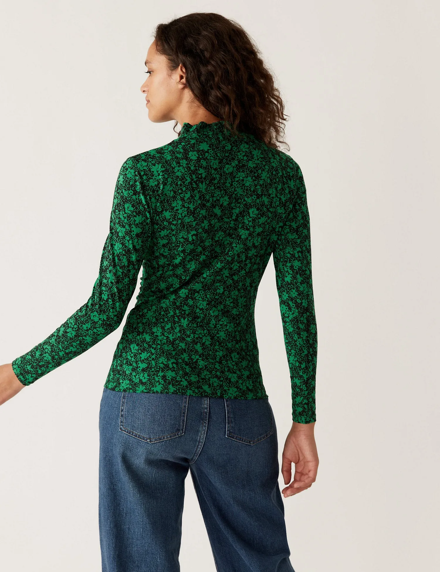 Cotton Rich Printed Funnel Neck Top