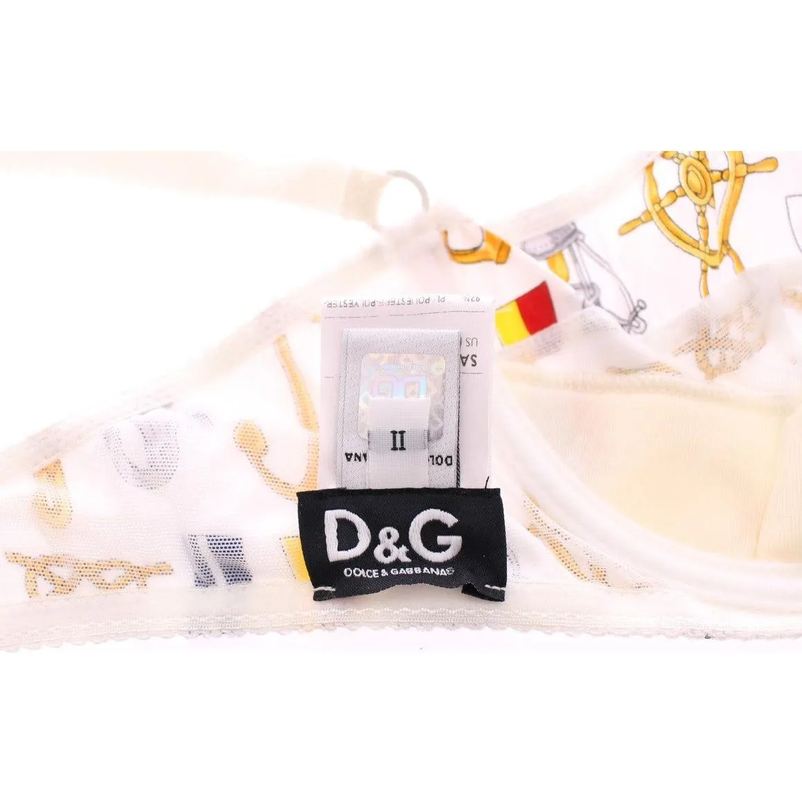 Dolce & Gabbana Elegant White Sailor Print Lingerie Set
