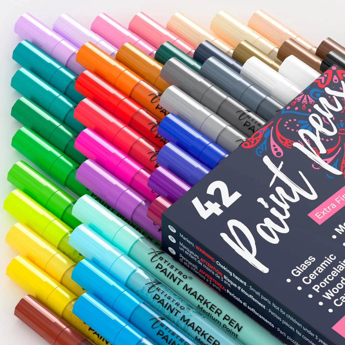 Extra Fine Tip acrylic markers - Set of 42 thin markers
