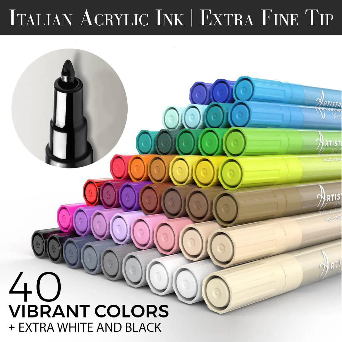 Extra Fine Tip acrylic markers - Set of 42 thin markers