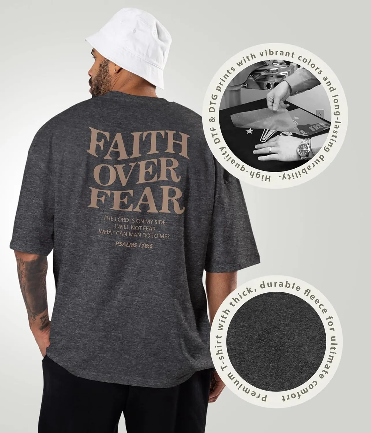 Faith Over Fear Shirt Men - Oversized Christian Religious Shirts - Faith Over Fear Shirts for Women