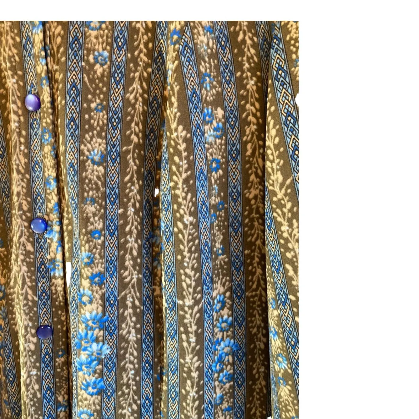 Giovannozzi Brown And Blue Long Sleeved Dress UK Size 14