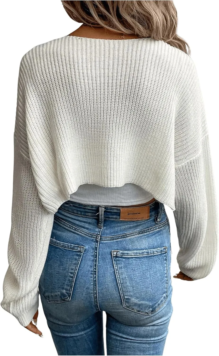 GORGLITTER Women's Long Sleeve Bolero Shrug Crop Cardigan Open Front Drop Shoulder Knit Sweater
