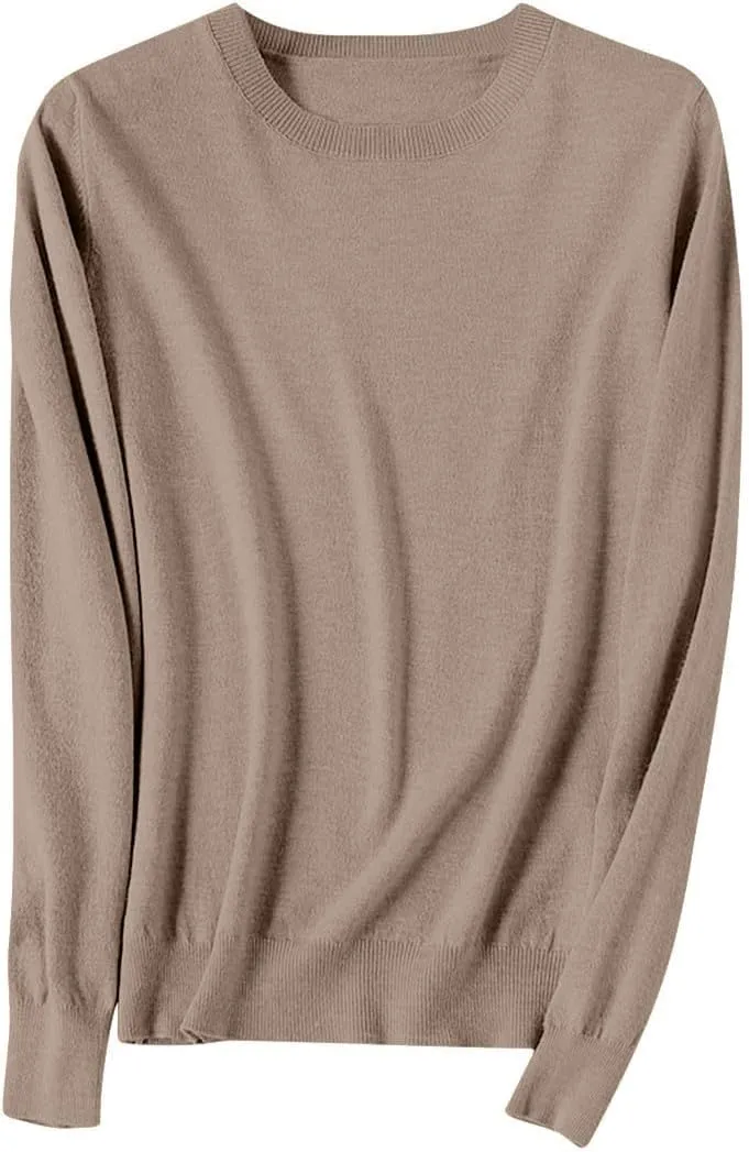Gumipy Women Cashmere Sweater Crewneck Long Sleeve Oversized Sweaters Soft Knit Cashmere Sweaters Trendy Tunic Sweaters