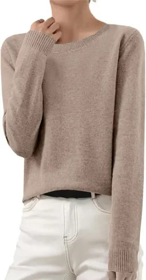 Gumipy Women Cashmere Sweater Crewneck Long Sleeve Oversized Sweaters Soft Knit Cashmere Sweaters Trendy Tunic Sweaters