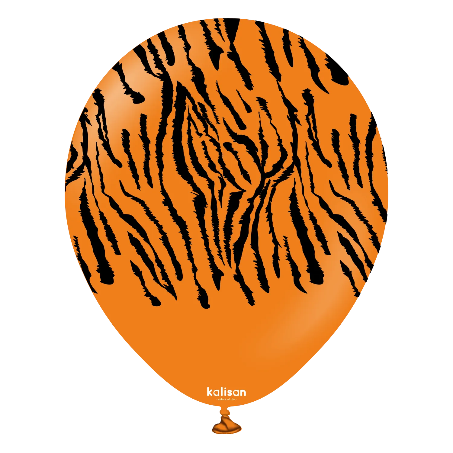 Kalisan 12" Safari Tiger Printed Orange (Black) Latex Balloon, 25 pieces