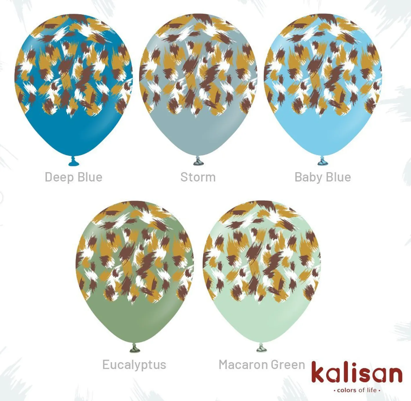 Kalisan 12" Savanna Printed Macaron Green  Latex Balloon, 25 pieces