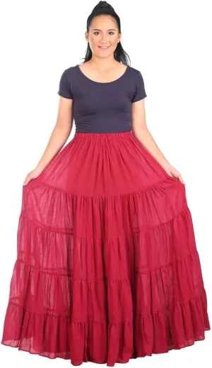 Lannaclothesdesign Women's Cotton Long Ruffle Full Circle Long Skirts Maxi Skirt