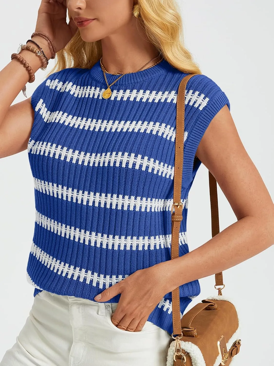 LILLUSORY Women's Summer Sweater Cap Sleeve Tops Sleeveless Tanks Knit Vest Spring Trendy Outfits 2025