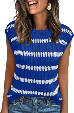 LILLUSORY Women's Summer Sweater Cap Sleeve Tops Sleeveless Tanks Knit Vest Spring Trendy Outfits 2025