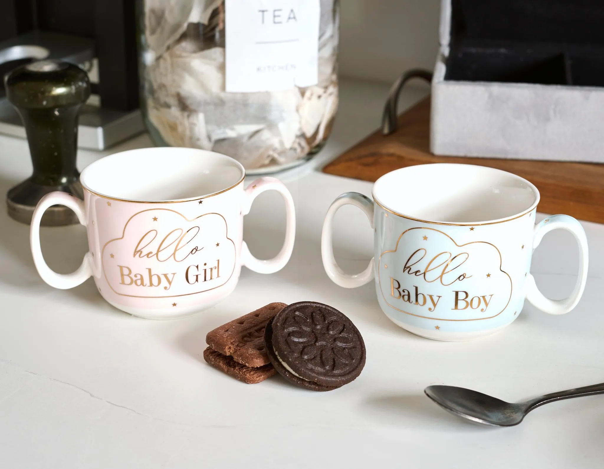 Mad Dots Hello Baby Girl Twin Handled Gift Boxed Mug