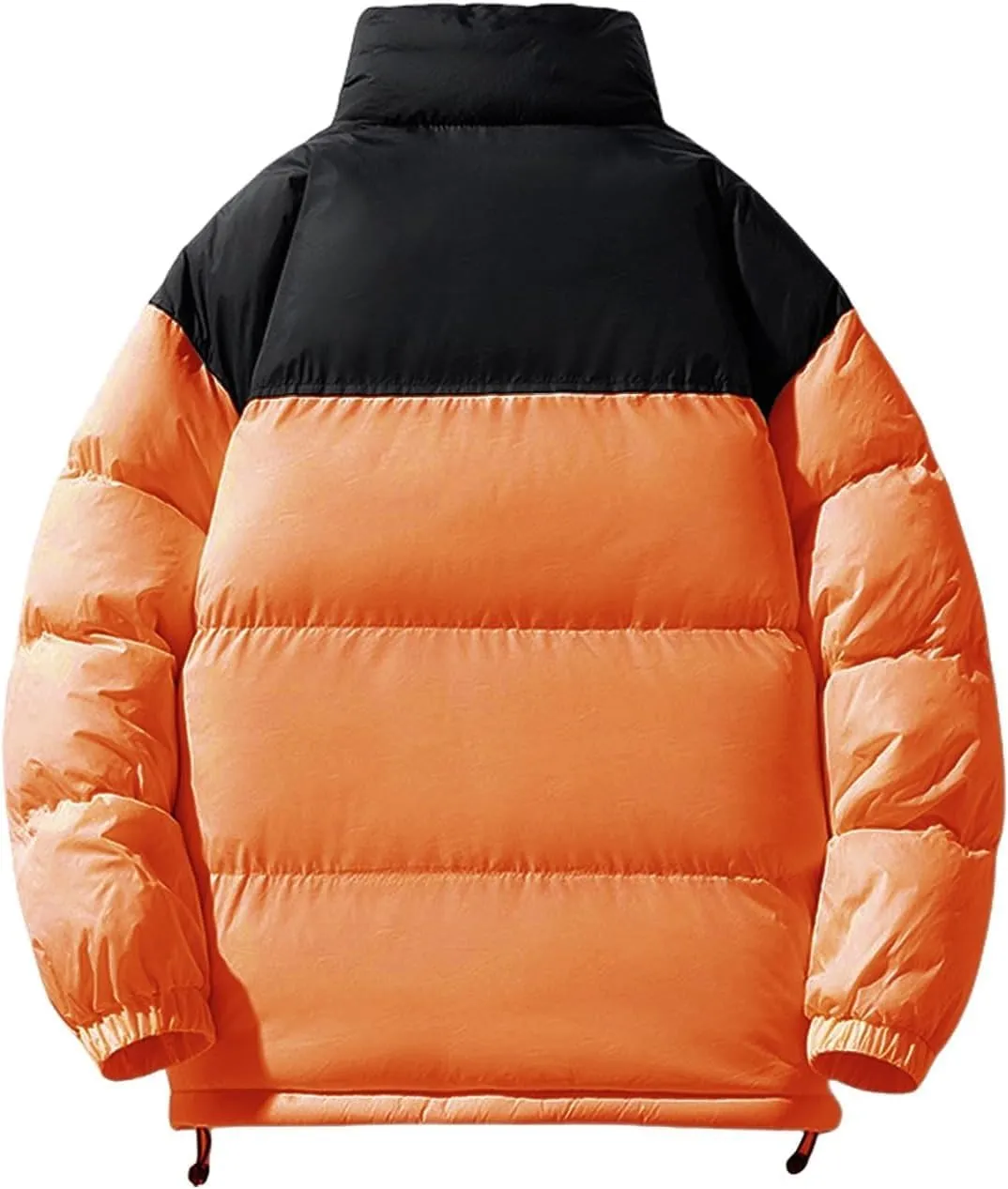 Men's Puffer Jacket Thickened Winter Warm Coat Stand Collar Color Block Zip Up Jacket Ski Bubble Coat Pockets