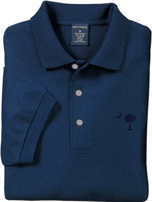 Navy Blue Embroidered Palmetto Moon Polo Shirt