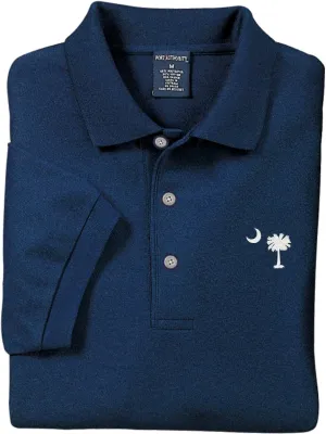 Navy Blue Embroidered Palmetto Moon Polo Shirt