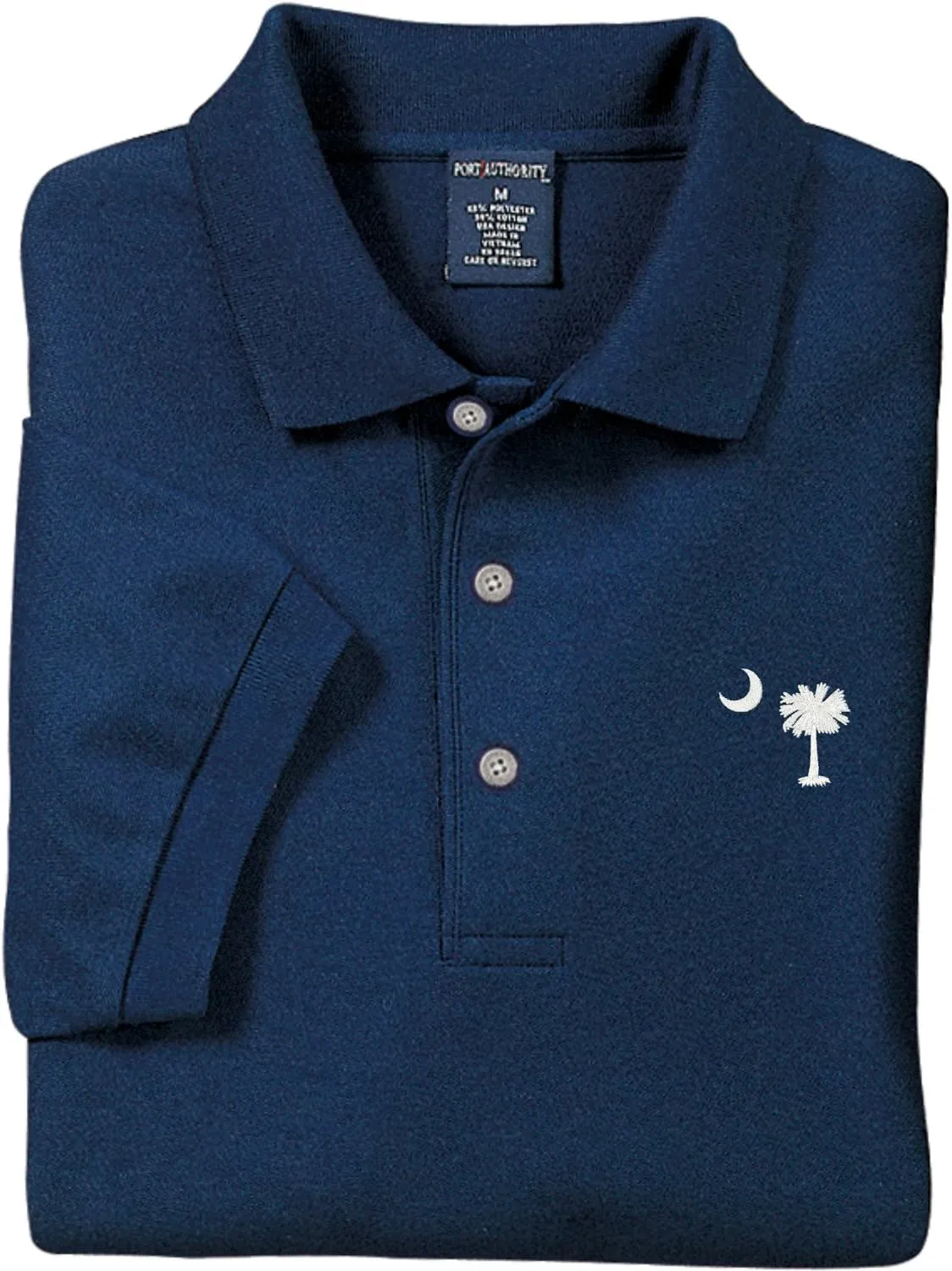 Navy Blue Embroidered Palmetto Moon Polo Shirt