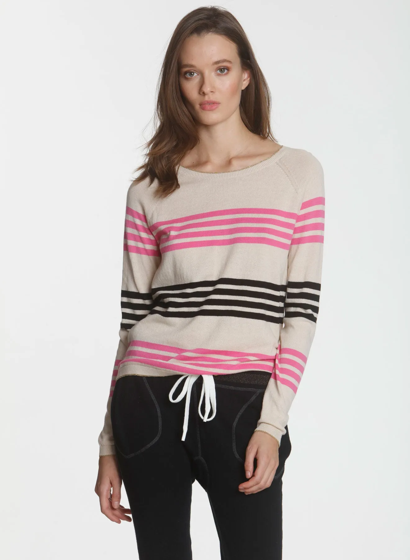 Olivia Stripe Crew - Sand