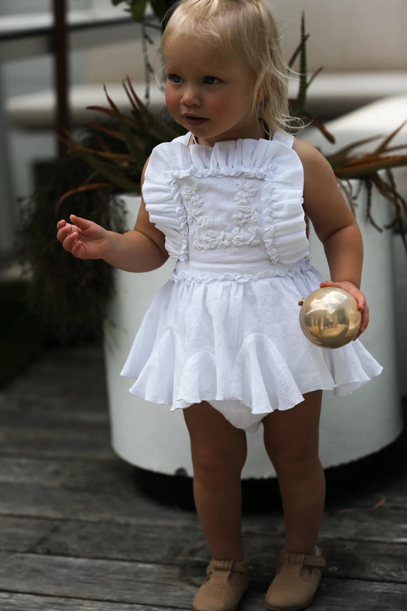 Petal White Baby Romper