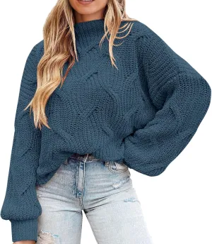 PRETTYGARDEN Women's Fall Oversized Pullover Sweaters Casual Crewneck Long Sleeve Chunky Cable Knit Tops Winter Clothing