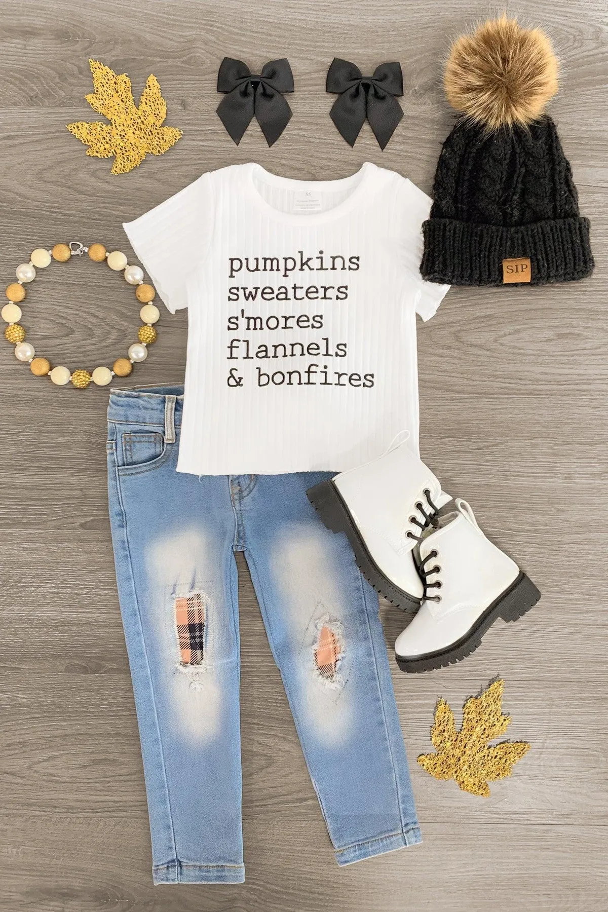 "Pumpkins, Sweaters, S'mores..." Denim Pant Set