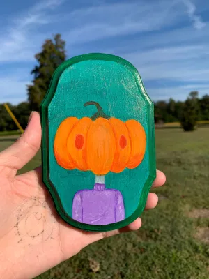 "The Pumpkin: Purple Sweater" Wooden Painting