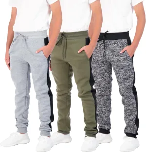 Real Essentials 3 Pack: Boys Cotton Active Fleece Jogger Sweatpants