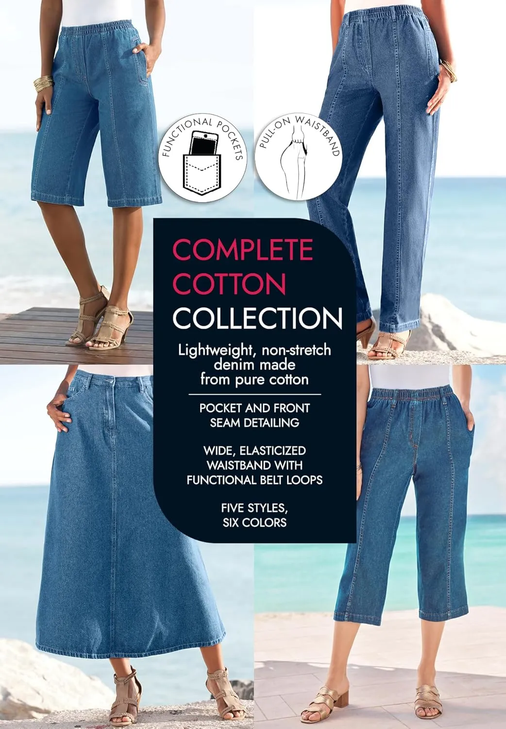Roaman's Women's Plus Size Complete Cotton Seamed Jean