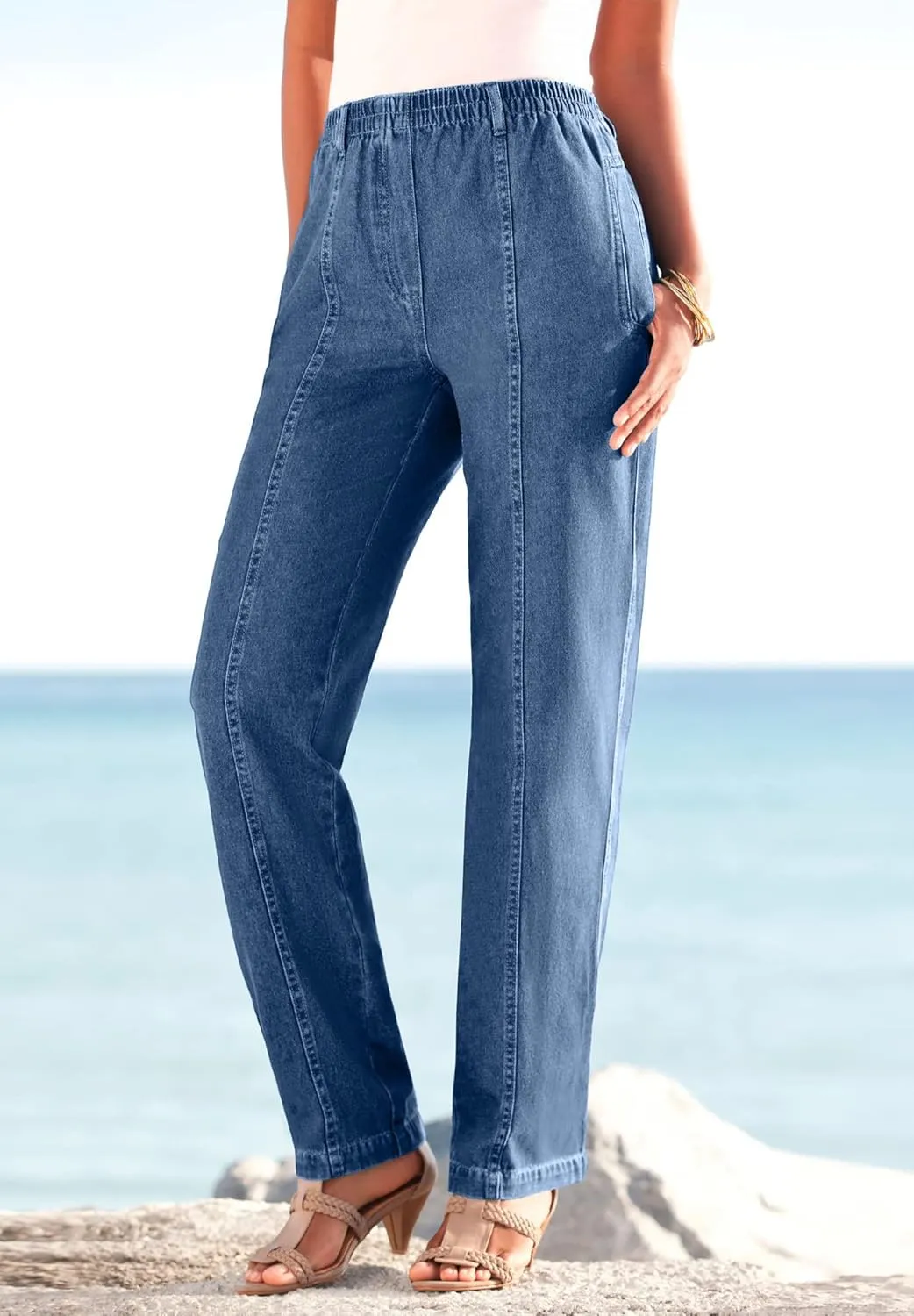 Roaman's Women's Plus Size Complete Cotton Seamed Jean