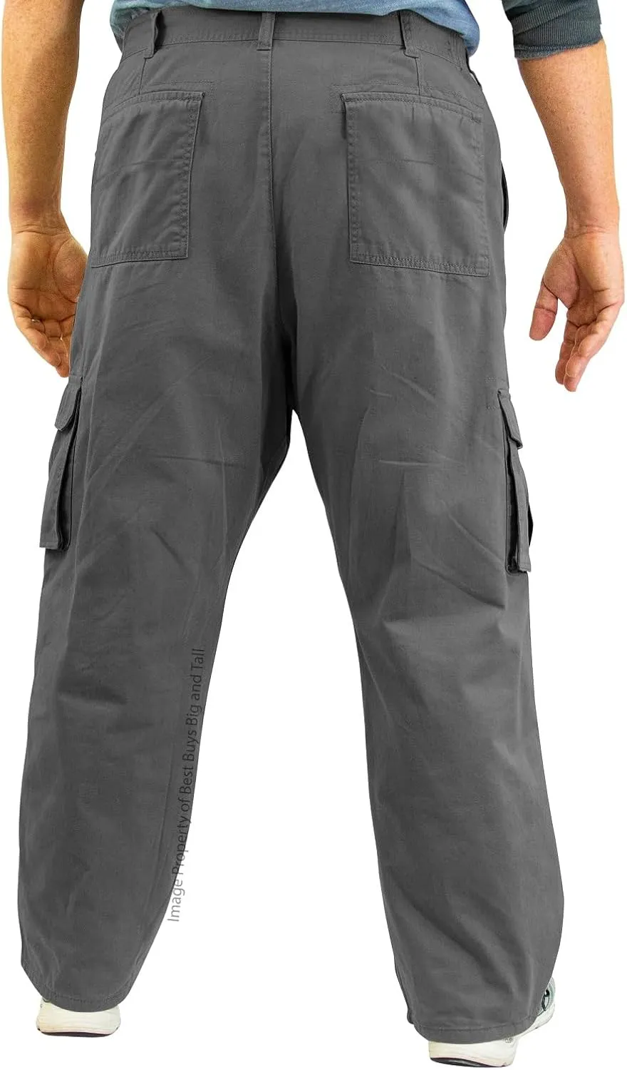 ROCXL Big & Tall Men's Cotton Cargo Pants with Expandable Waist
