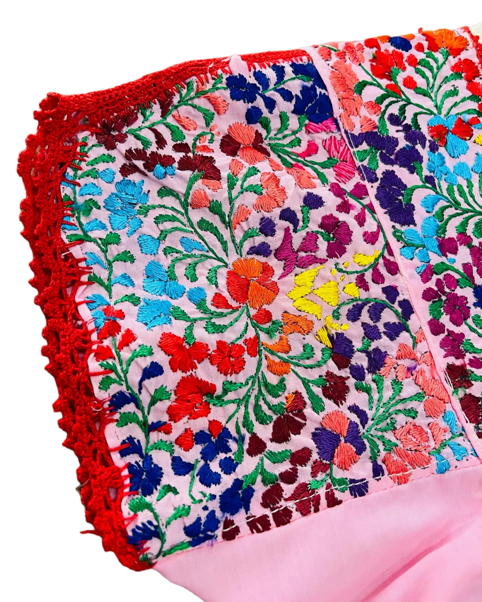 Pink San Antonino Embroidered Mexican Boho Dress - Handmade and Colorful Fiesta Wear