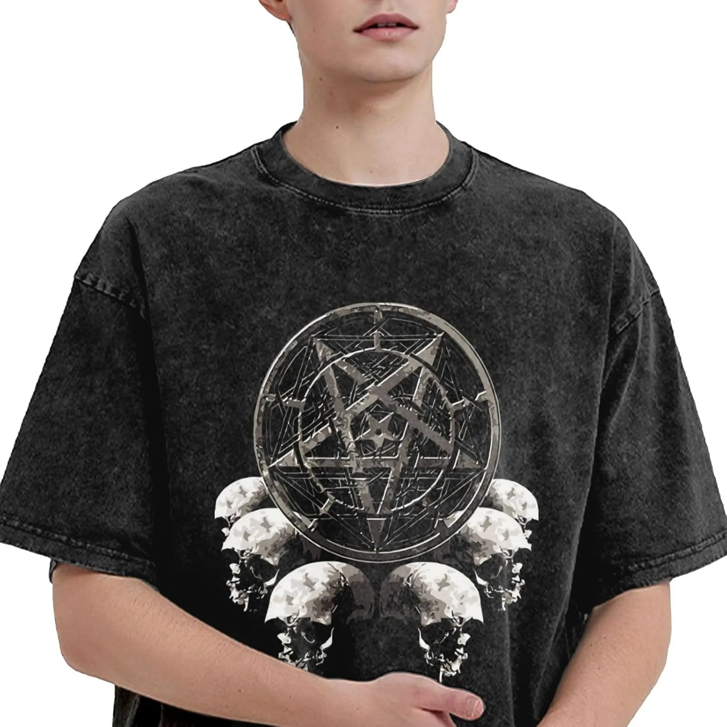 Shirt Men's Oversized Loose Fit Vintage Washed Cotton Casual T-Shirts