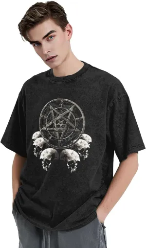 Shirt Men's Oversized Loose Fit Vintage Washed Cotton Casual T-Shirts