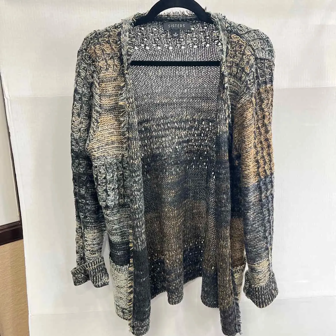 SISTERS Knit Fringe Women's Sweaters Women Size M BLUE & MULTICOLOR Shrug