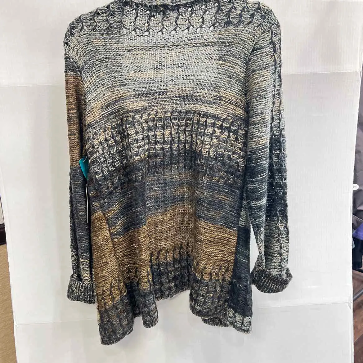 SISTERS Knit Fringe Women's Sweaters Women Size M BLUE & MULTICOLOR Shrug