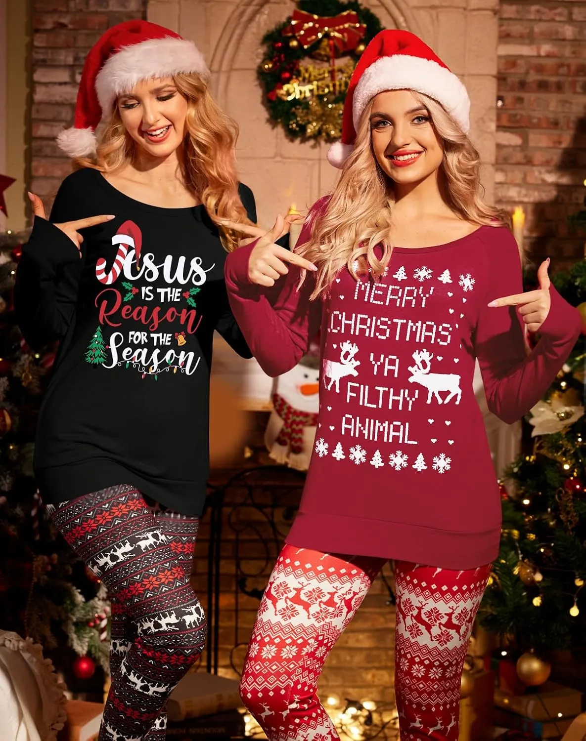 Spadehill Christmas Womens Long Sleeves Crewneck Cotton Sweatshirt
