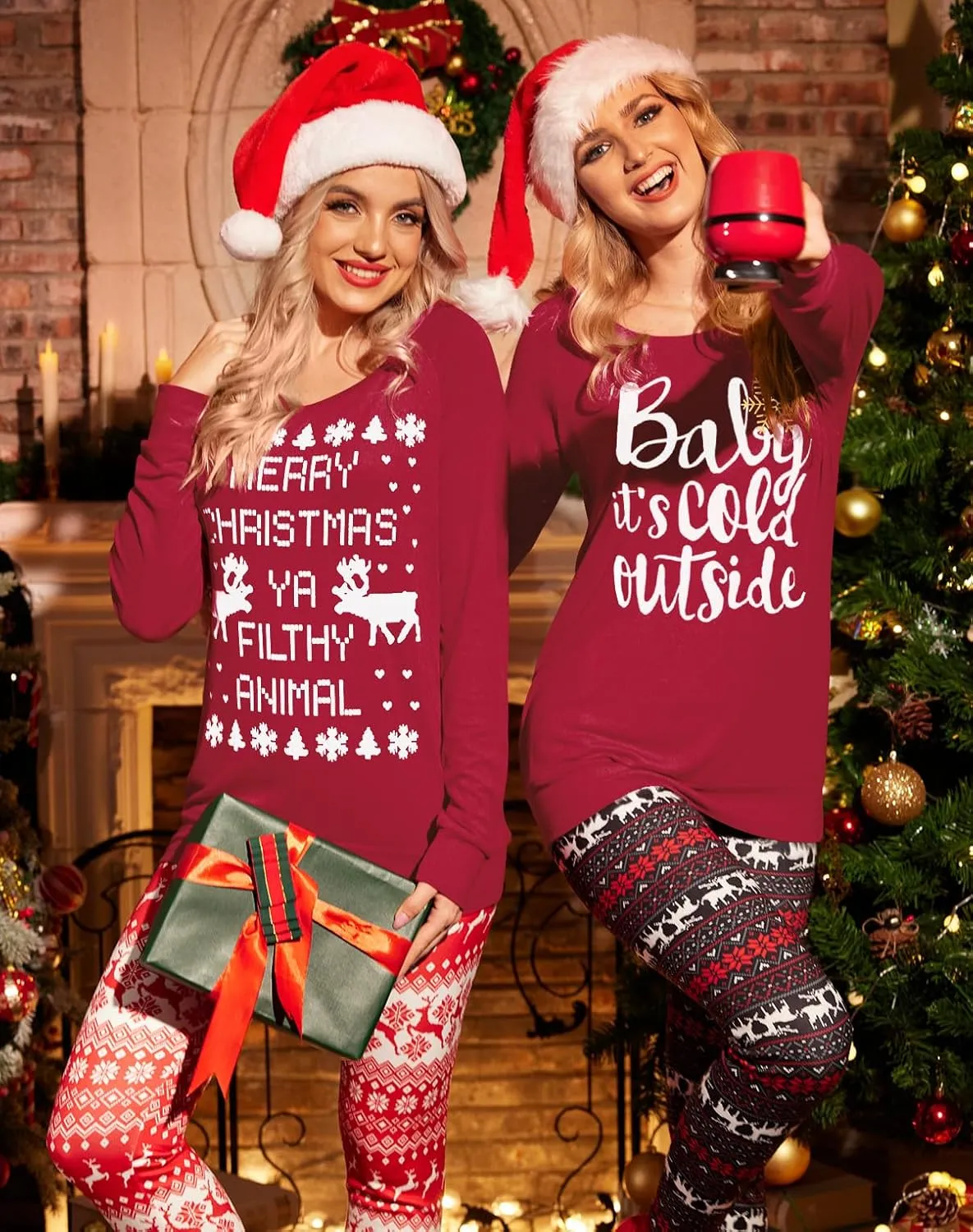 Spadehill Christmas Womens Long Sleeves Crewneck Cotton Sweatshirt