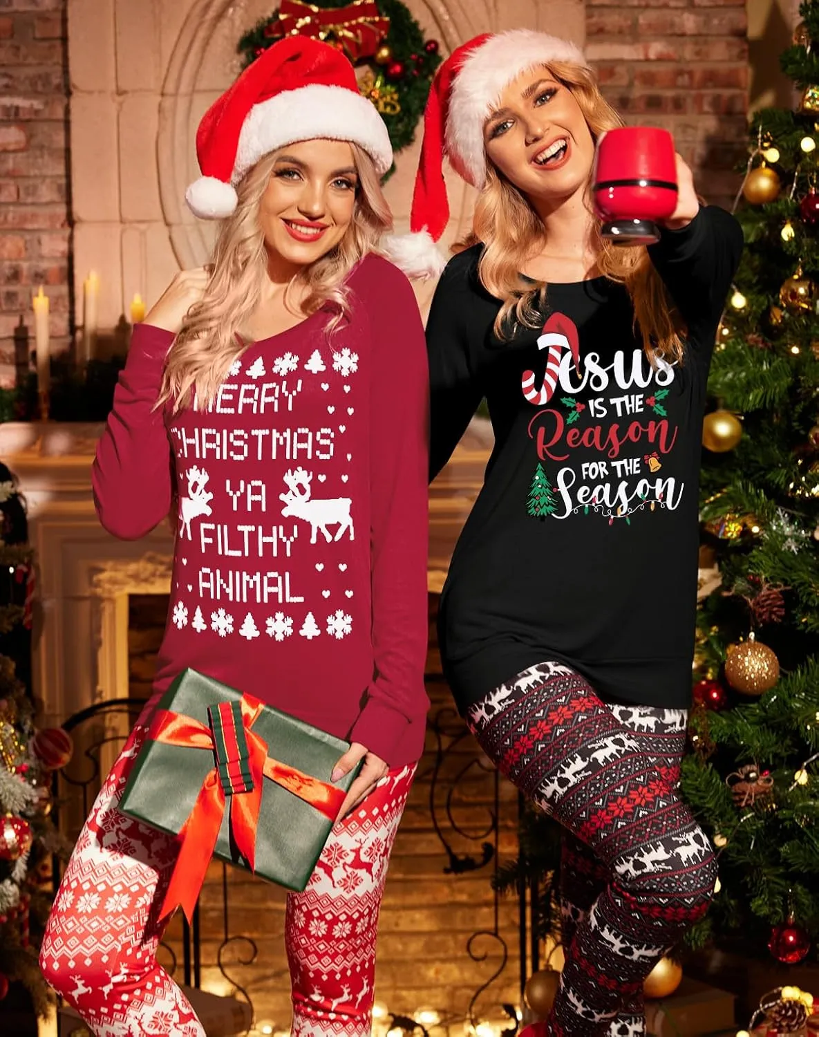 Spadehill Christmas Womens Long Sleeves Crewneck Cotton Sweatshirt