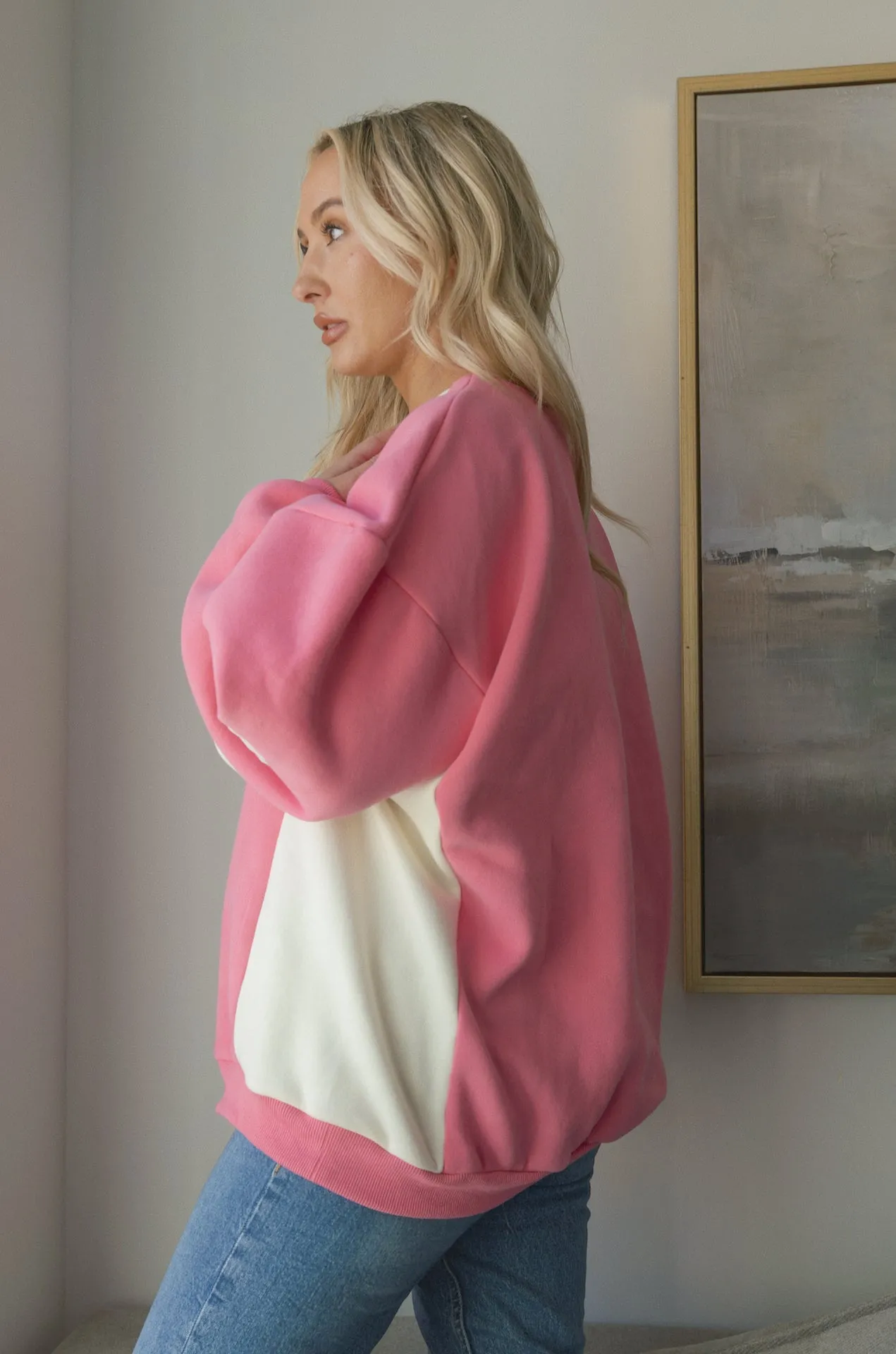Sports Club Pink Oversized Sweatshirt