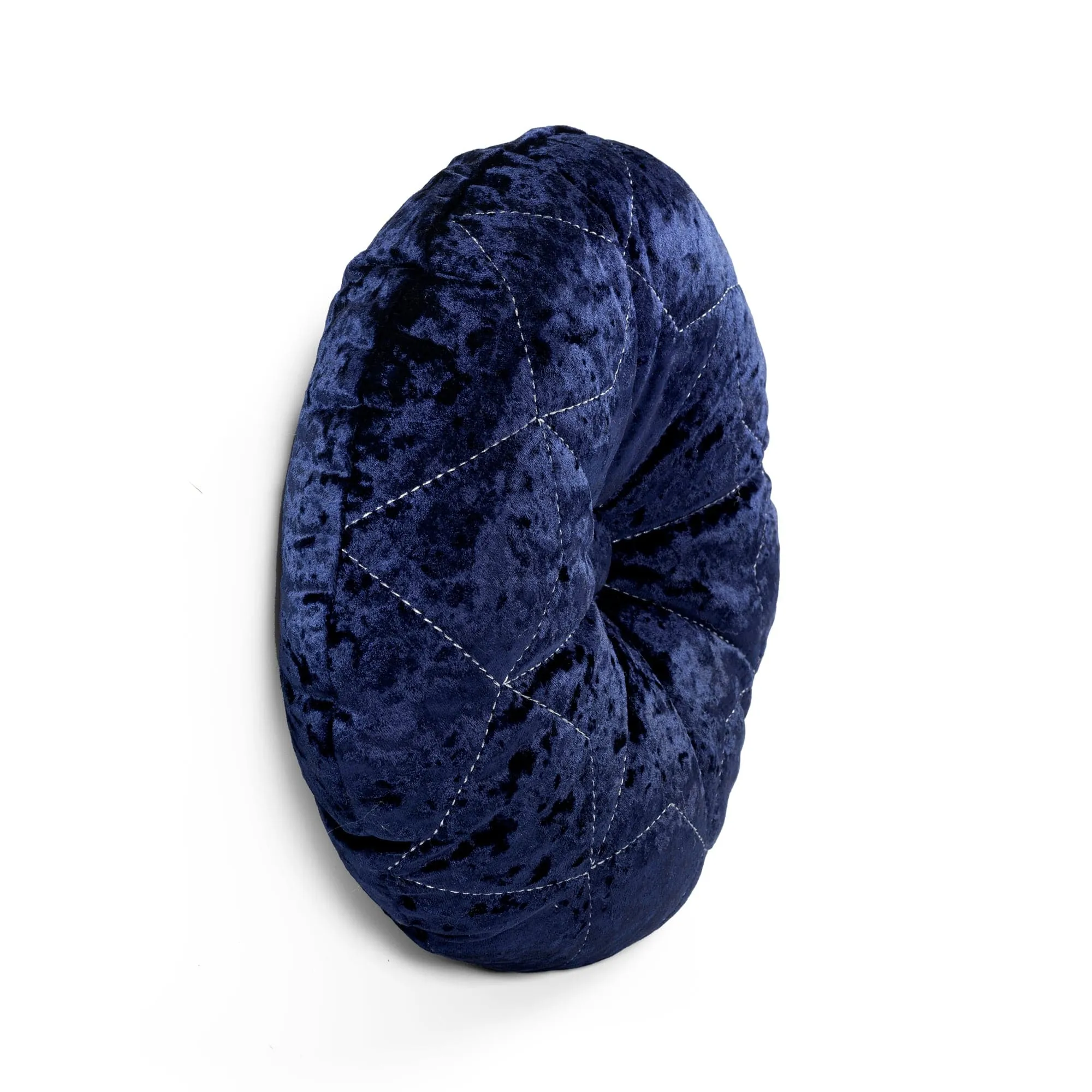 Star Embroidery Crushed Velvet Round Throw Pillow