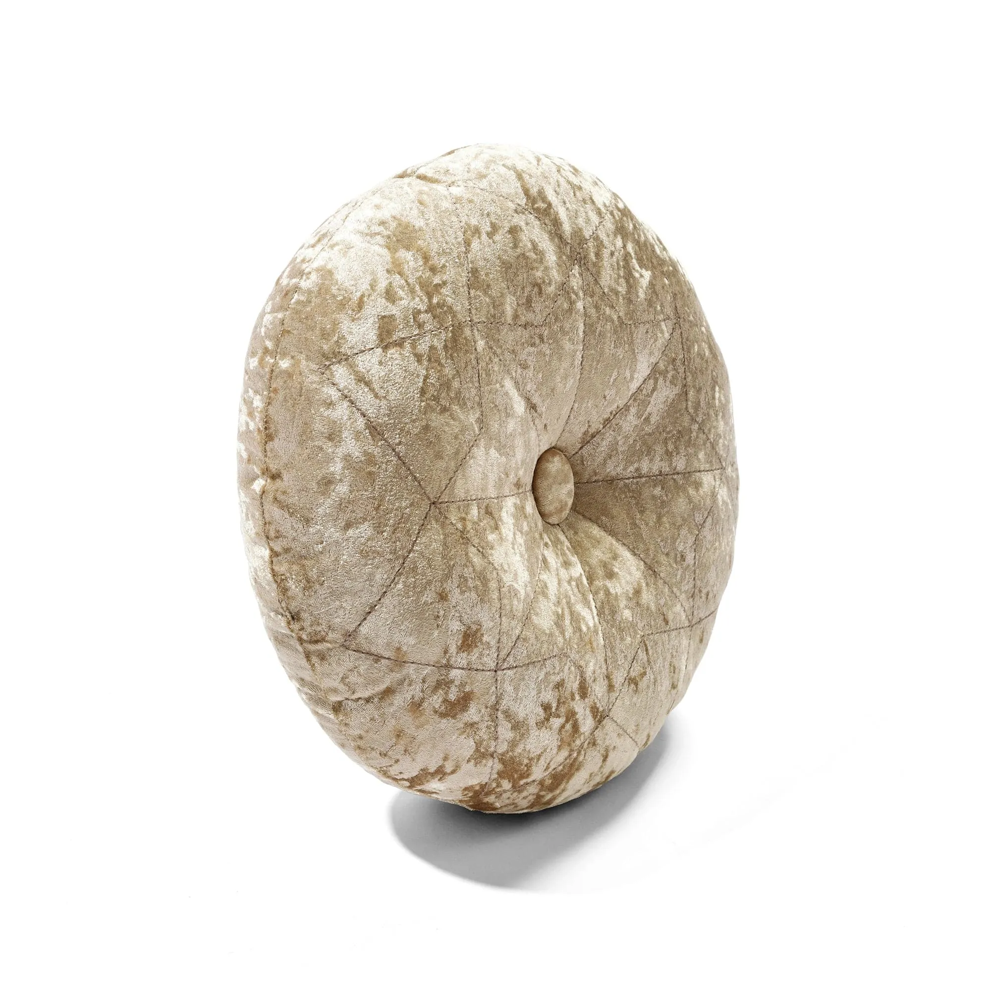 Star Embroidery Crushed Velvet Round Throw Pillow