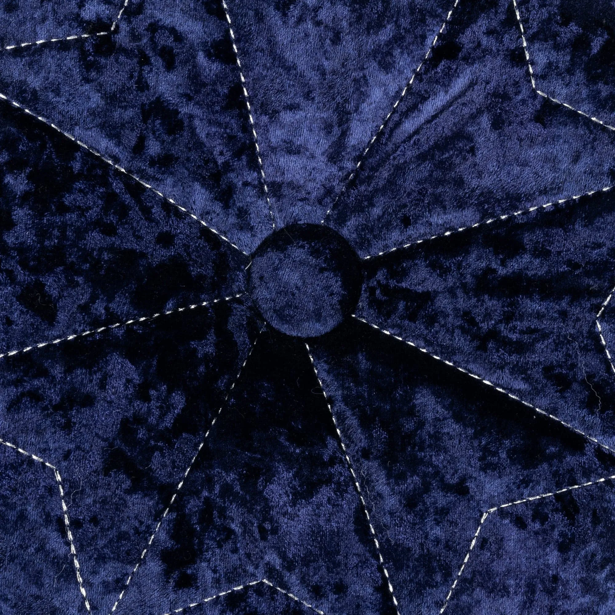 Star Embroidery Crushed Velvet Round Throw Pillow