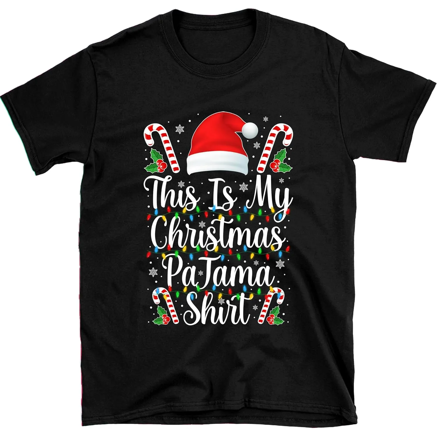 This Is My Christmas Pajama Shirt for Men Women Kids Funny Family Matching Xmas Ugly Sweater for Dad Mom Son Daughter Grandpa Grandma (XS, Kids T-Shirt, Black)